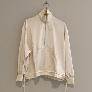 Lacoste Off-White Quarter-Zip Sweatshirt in excellent condition